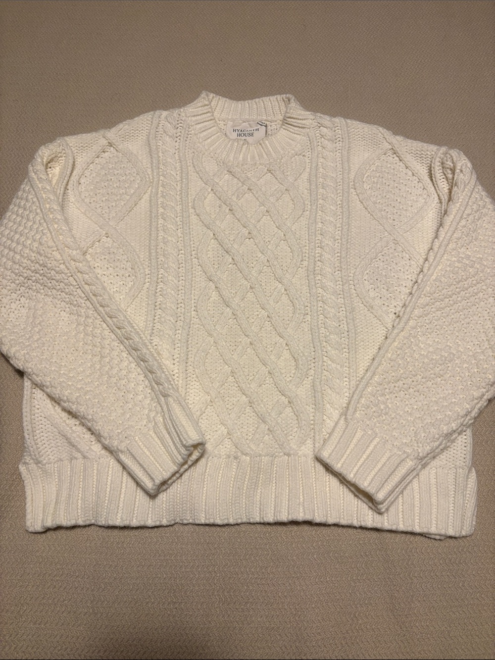 Hyacinth House Cream Cable Crewneck Sweater